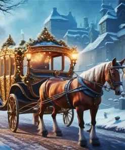 Christmas Horse Carriage Diamond Painting