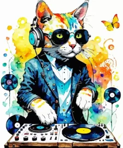 Cool Dj Cat Diamond Painting