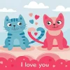 Couple Cats Making Heart Diamond Painting