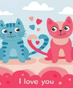 Couple Cats Making Heart Diamond Painting