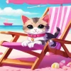 Cute Cat At The Beach Diamond Painting