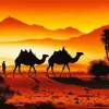 Desert Camels Sunset Silhouette Diamond Painting