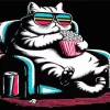 Fat Cat Eating Popcorn Diamond Painting