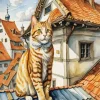 Ginger Cat On Roof Diamond Painting