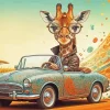 Giraffe In Car Diamond Painting
