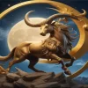 Golden Capricorn Animal Diamond Painting