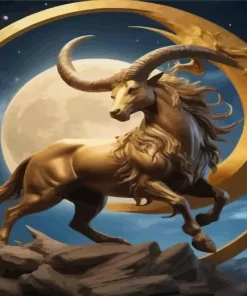 Golden Capricorn Animal Diamond Painting