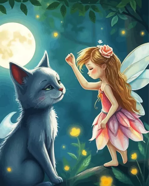 Grey cat and fairy Diamond Dotz Grey Cat And Fairy Diamond Painting