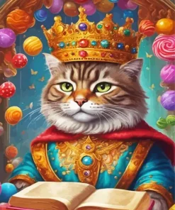 King Cat Wearing Crown Diamond Painting