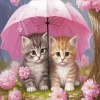 Kitties Under Umbrella Diamond Painting
