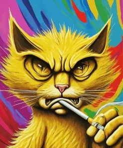 Mad Cat Smoking Diamond Painting