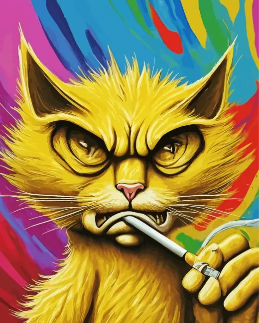 Mad cat smoking Diamond With Numbers Mad Cat Smoking Diamond Painting