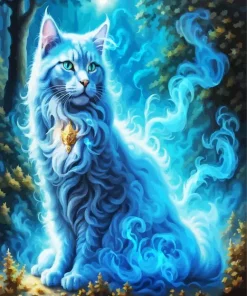 Magical Blue Smoke Cat Diamond Painting