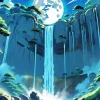 Moonlight Waterfalll Diamond Painting