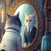 Mr Cat In The Mirror Diamond Painting