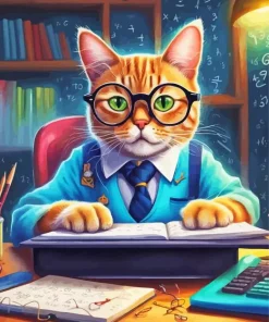 Nerd Cat Diamond Painting