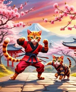 Ninja Fighter Cats Diamond Painting