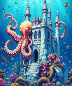 Octopus Castle Under The Sea Diamond Painting