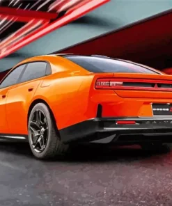 Orange Charger Daytona Diamond Painting