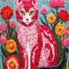Pink Mosaic Cat Diamond Painting