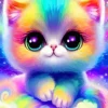 Rainbow Cat With Big Eyes Diamond Painting