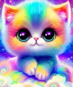 Rainbow Cat With Big Eyes Diamond Painting