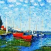 Red Boats At Argenteuil By Claude Monet Diamond Painting