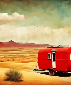 Red Caravan In Desert Diamond Painting