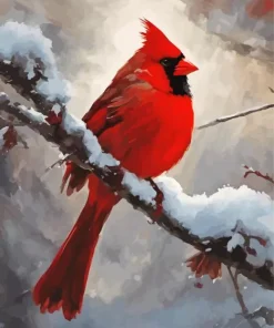 Red Cardinal In Snow Art Diamond Painting
