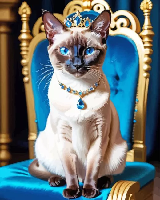 Siamese Cat Wearing Tiara Diamond Paintings Siamese Cat Wearing Tiara Diamond Painting