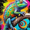 Splatter Colorful Chameleon Diamond Painting
