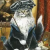 The Artist Cat Holding Paintbrush Diamond Painting