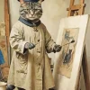 Vintage Artist Cat Diamond Painting