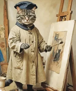 Vintage Artist Cat Diamond Painting