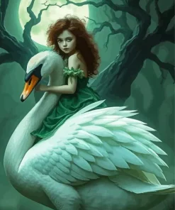 Aesthetic Girl And Swan Diamond Painting