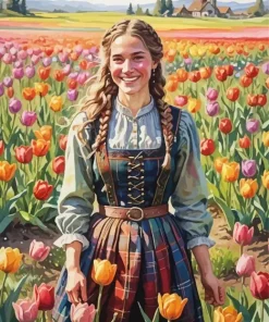 Aesthetic Girl In Field Diamond Painting