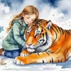 Aesthetic Girl With Tiger Art Diamond Painting