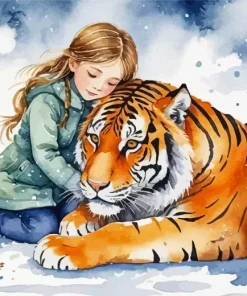 Aesthetic Girl With Tiger Art Diamond Painting