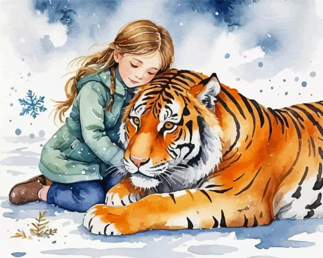 aesthetic girl with tiger art Diamond Paintings Aesthetic Girl With Tiger Art Diamond Painting