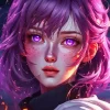 Aesthetic Girl With Violet Eyes Art Diamond Painting