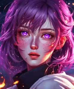 Aesthetic Girl With Violet Eyes Art Diamond Painting