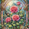 Aesthetic Glass Pink Rose Art Diamond Painting
