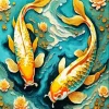 Aesthetic Gold Koi Fish Art Diamond Painting