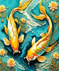 Aesthetic Gold Koi Fish Art Diamond Painting