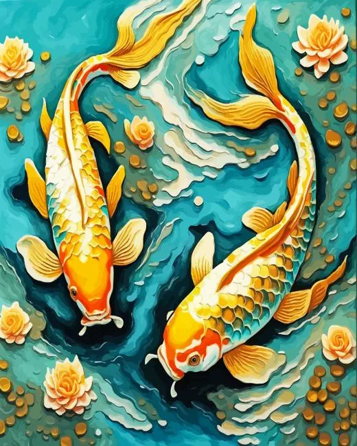 aesthetic gold koi fish art Diamond Dotz Aesthetic Gold Koi Fish Art Diamond Painting