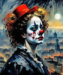 Aesthetic Sad Woman Clown Art Diamond Painting