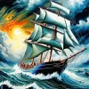Aesthetic Sailboat In Storm Art Diamond Painting