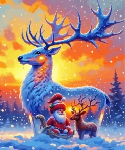 Aesthetic Santa And Animals Art Diamond Painting