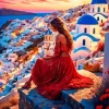 Aesthetic Santorini Woman Art Diamond Painting