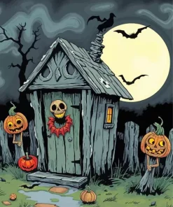 Aesthetic Scary Outhouse Art Diamond Painting
